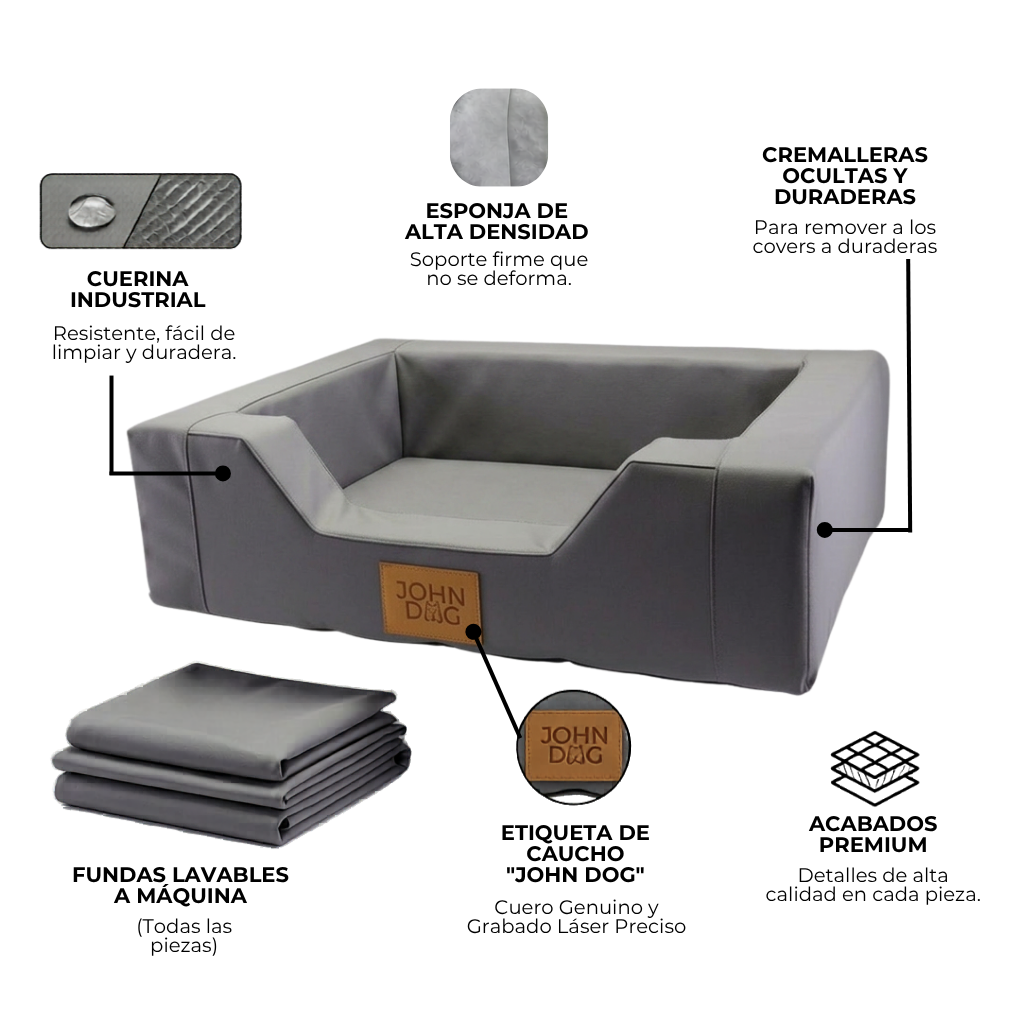 Cama Prestige Johndog color Gris Producto a detalle 