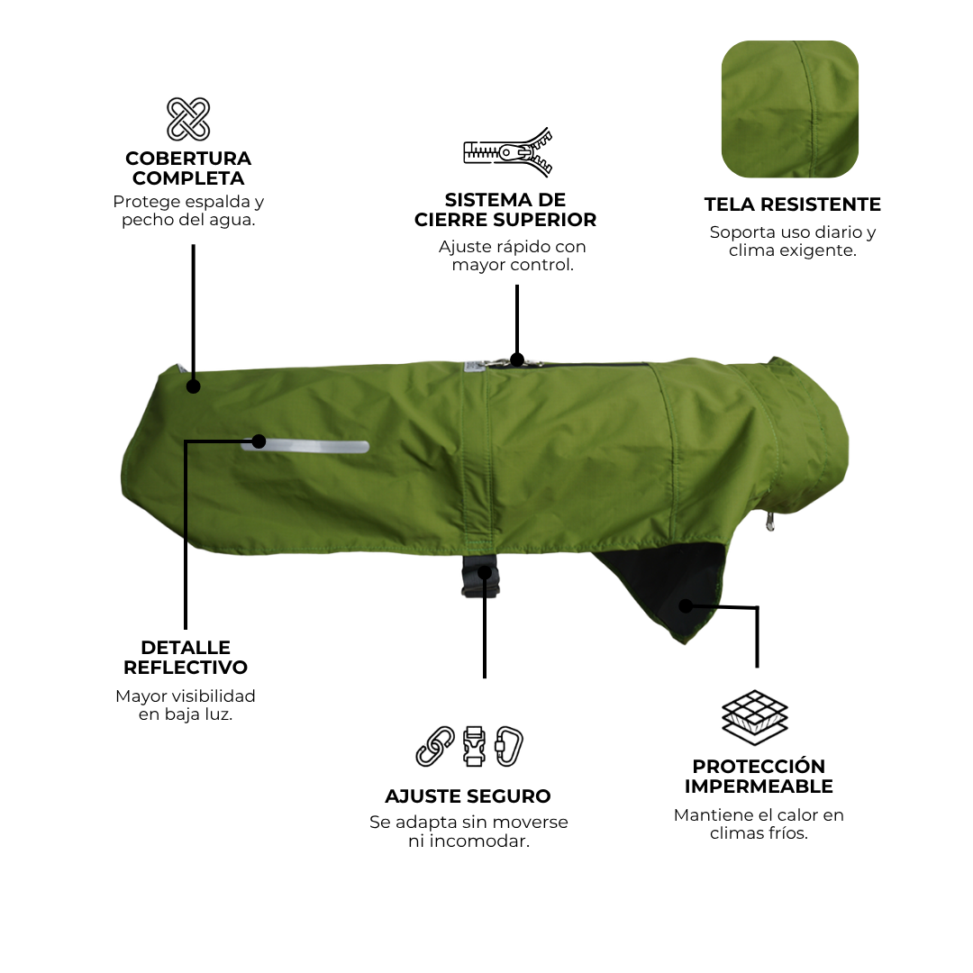 Chubasquero AguaCero Johndog color Verde Producto a detalle 