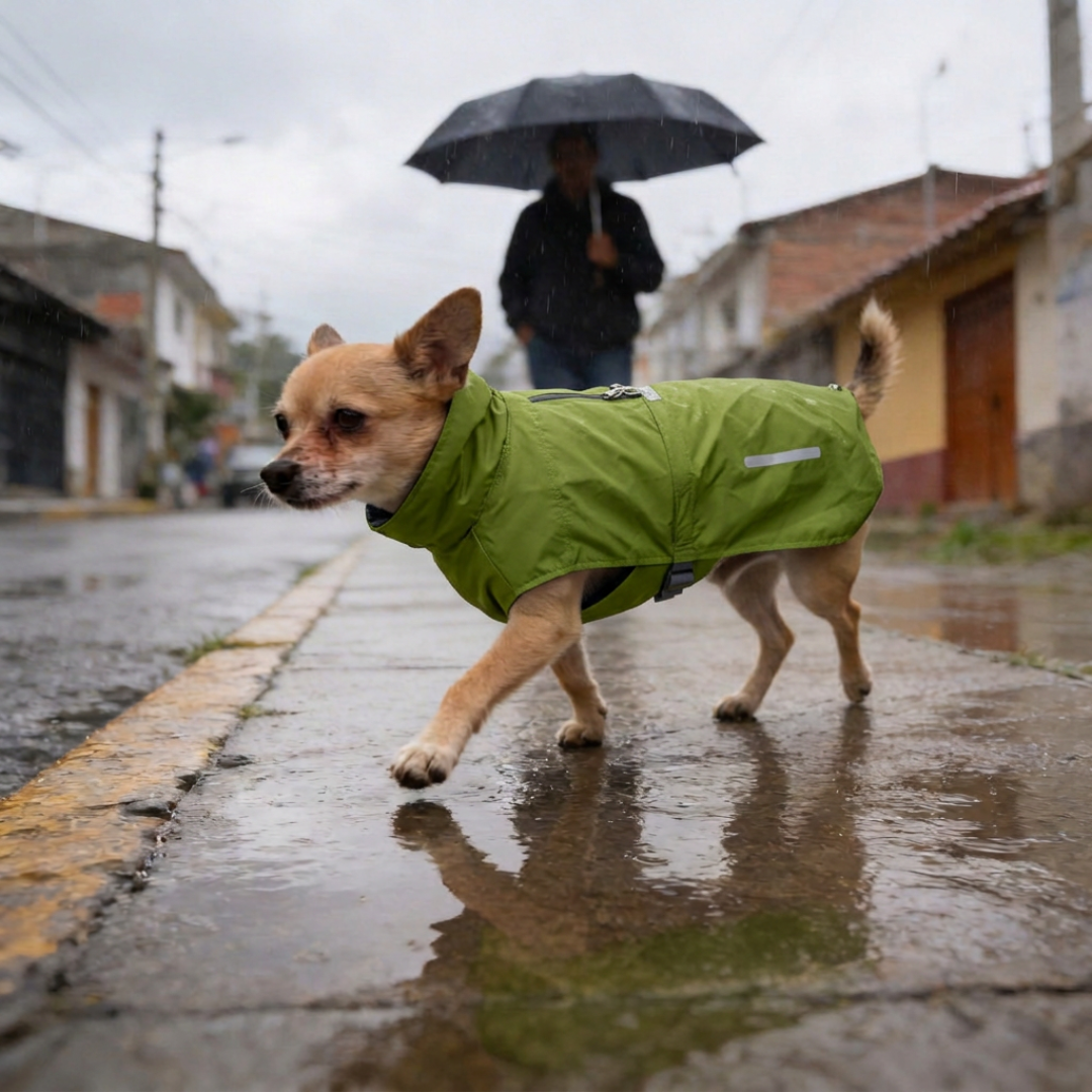 Chubasuqero AguaCero  Johndog color Verde  Producto en uso 