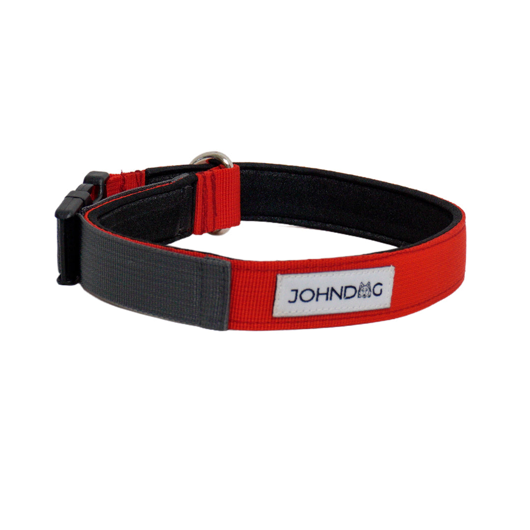 Collar Confort Johndog color Rojo Gris 2,5cm producto principal