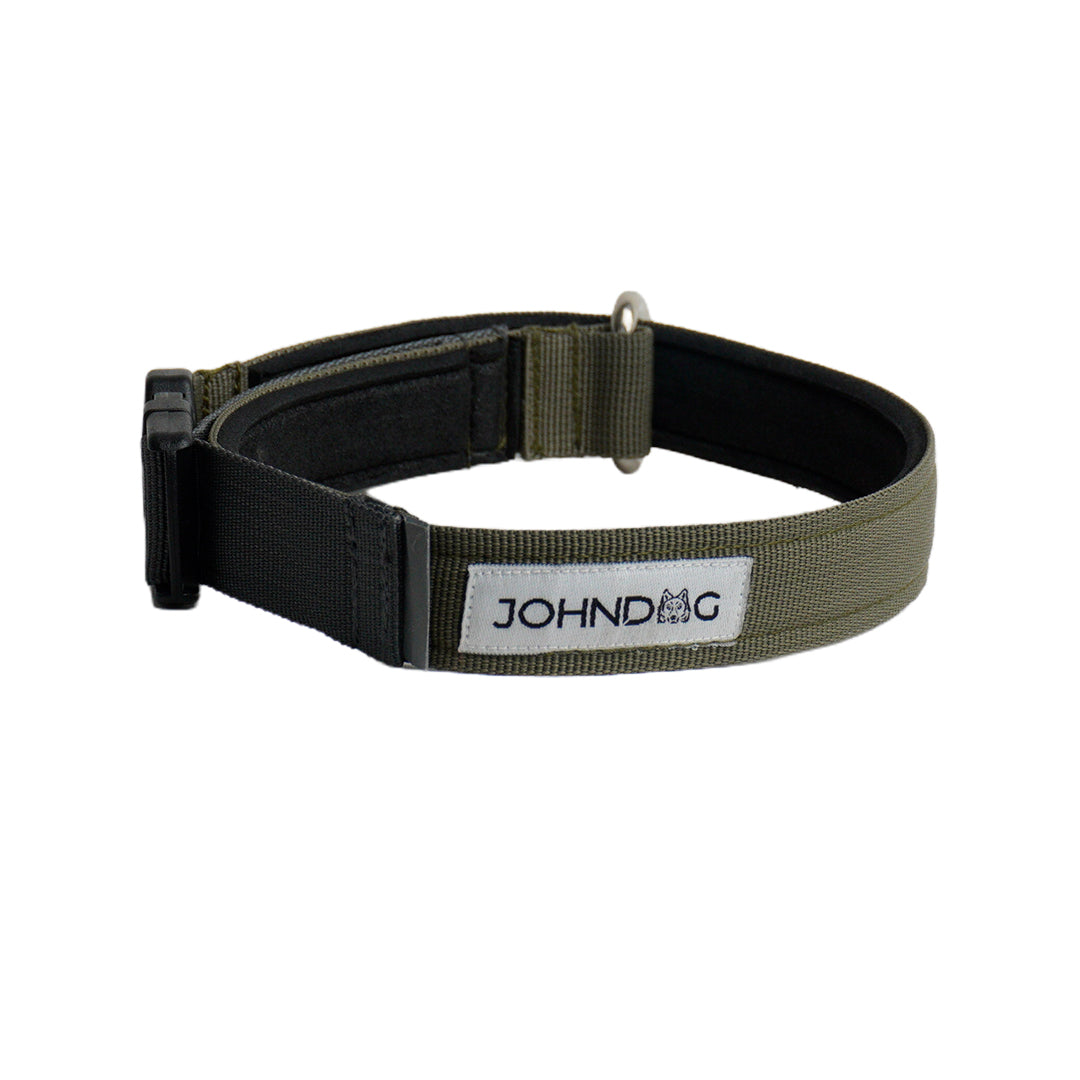 Collar Confort Johndog color Verde Oliva Gris  2,5cm producto principal