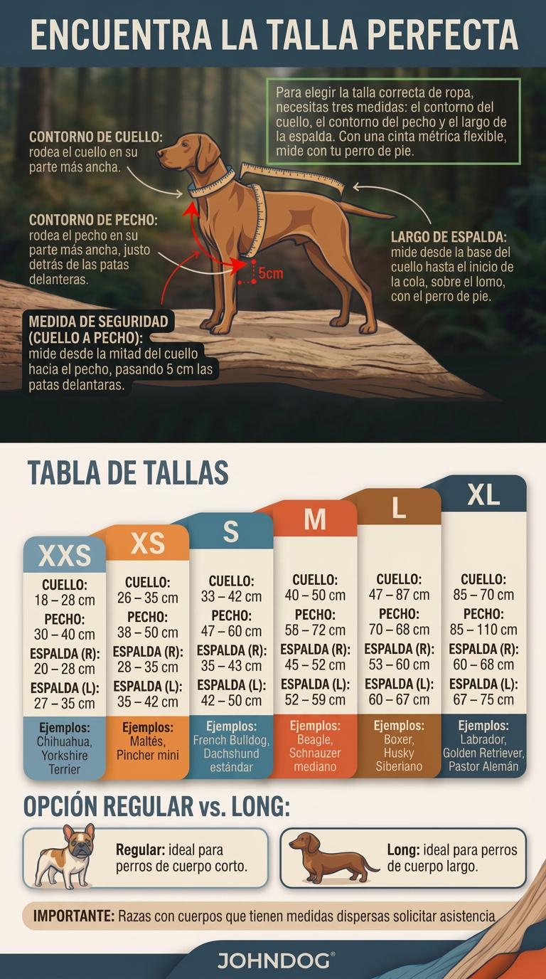 Tallas para perros Ropa Johndog 