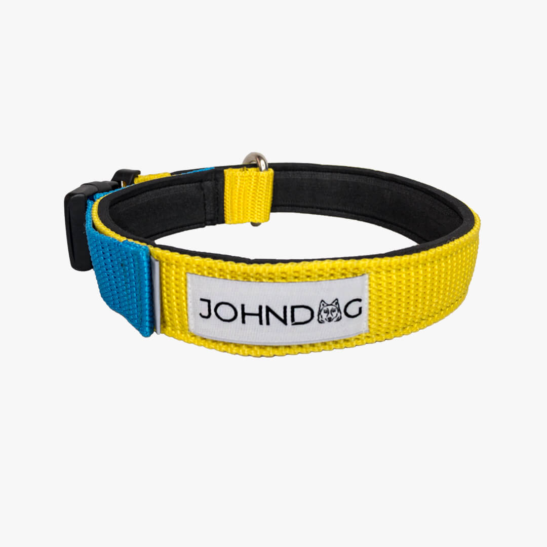 Collar Confort para perro Johndog color Amarillo Azul Cielo producto principal